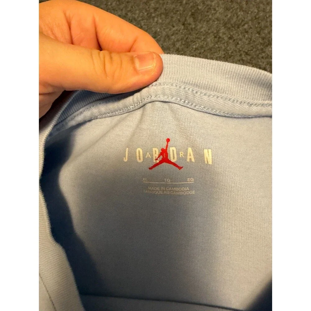 Jordan Flight T-Shirt XL Light Blue 100% Cotton Embroidered Script Jumpman